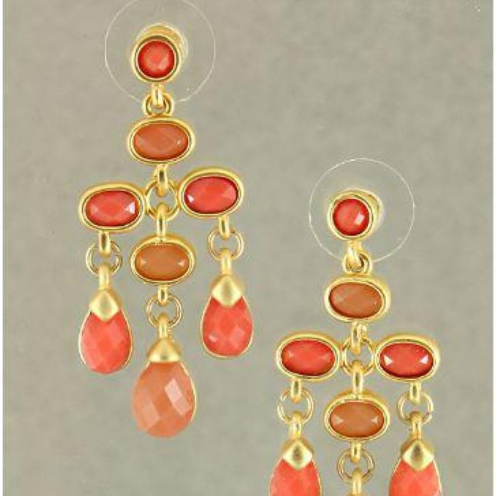 Red and Coral stone Earrings - New